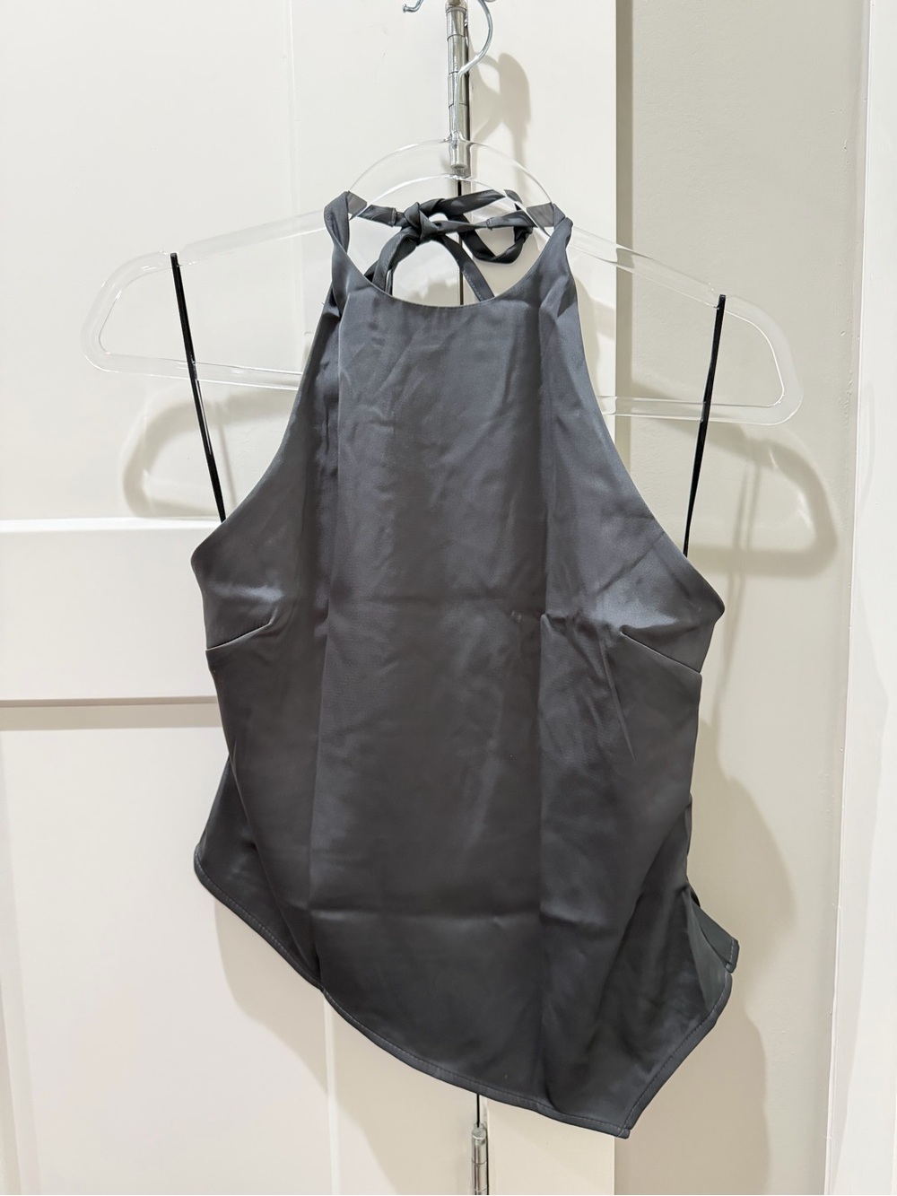 NWT Divided by H&M Charcoal Gray Satin Halter Top - Size S